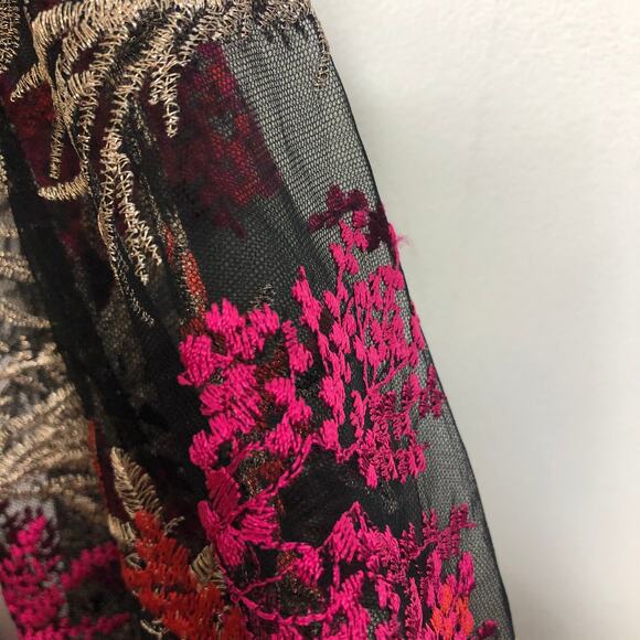 Jay Godfrey Mini Dress Floral Embroidery Sheer Overlay Bell Sleeve Flare 4 - Picture 9 of 11